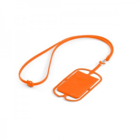 Tarjetero de silicona para colocar detrás del móvil con cinta adhesiva  Color Naranja