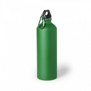 Botellas verdes bidón metálicas de colores con mosquetón