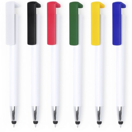 Bolígrafos promocionales con puntero y soporte para smartphone