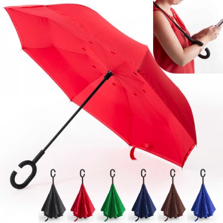 Paraguas personalizados reversibles con varillas de fibra para promociones publicitarias