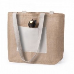 Bolsa ecológica personalizada de tela saco tipo arpillera con bolsillo de algodón