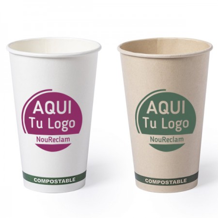Vasos compostables de papel personalizados para publicidad