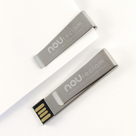 Memorias USB personalizadas metalicas con clip y logo grabado