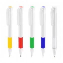 Bolígrafos económicos para publicidad en color blanco con acabados translúcidos
