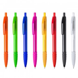 Bolígrafos personalizados con pulsador en colores translúcidos