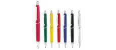 Bolígrafos promocionales de colores variados con elementos cromados