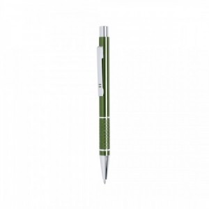 Bolígrafos personalizados de colores con elementos plateados verde