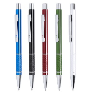 Bolígrafos personalizados de colores con elementos plateados