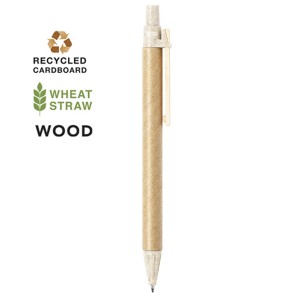 Bolígrafos reciclados de cartón con elementos de caña de trigo