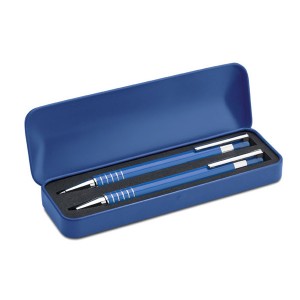 Boligrafos en caja de presentación para regalos de empresa color azul
