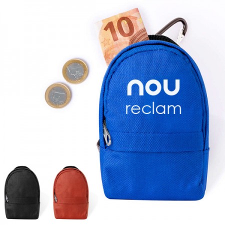 Monederos mini mochila de colores con el logo de empresa