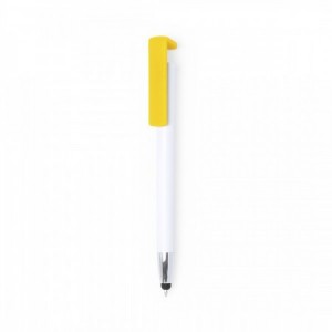  Bolígrafos promocionales con puntero y soporte para smartphone AMARILLO