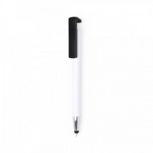  Bolígrafos promocionales con puntero y soporte para smartphone NEGRO