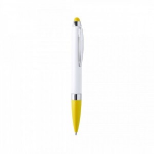  Bolígrafos blancos  contrastados en color con puntero y elementos cromados AMARILLO