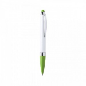  Bolígrafos blancos  contrastados en color con puntero y elementos cromados VERDE CLARO