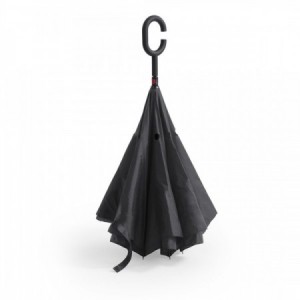  Paraguas personalizados reversibles con varillas de fibra para promociones publicitarias NEGRO