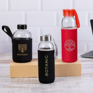  Botellas cristal con funda neopreno de colores para regalos promocionales personalizados