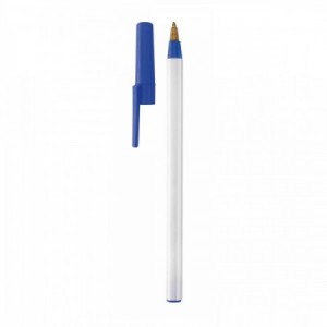 Bolígrafos baratos con tapa BLANCO / AZUL