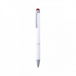 Bolígrafos puntero metálicos blancos con detalles en color
