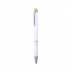  Bolígrafos puntero metálicos blancos con detalles en color AMARILLO