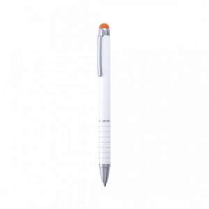  Bolígrafos puntero metálicos blancos con detalles en color NARANJA