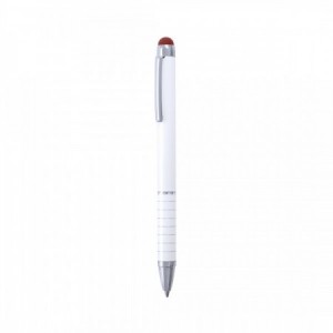  Bolígrafos puntero metálicos blancos con detalles en color ROJO