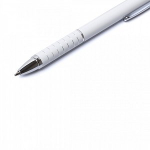  Bolígrafos puntero metálicos blancos con detalles en color para regalos de empresa