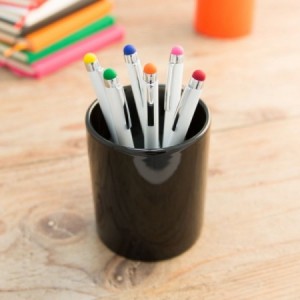 Bolígrafos puntero metálicos blancos con detalles en color para merchandising