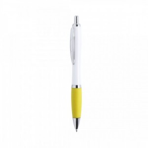  Bolígrafos publicitarios blancos con empuñadura ergonómica AMARILLO