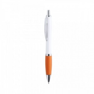  Bolígrafos publicitarios blancos con empuñadura ergonómica NARANJA