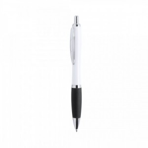  Bolígrafos publicitarios blancos con empuñadura ergonómica NEGRO