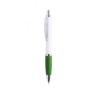  Bolígrafos publicitarios blancos con empuñadura ergonómica VERDE